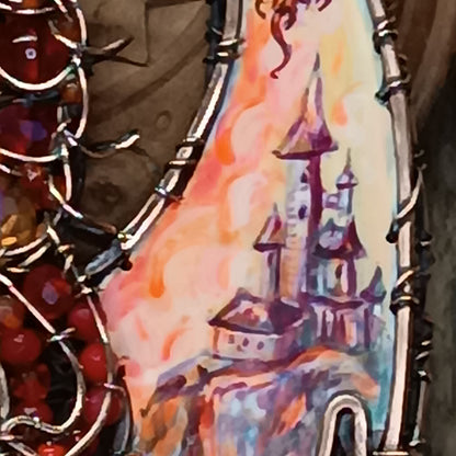 The ballad of Red dragon and his love. Wearable art necklace.