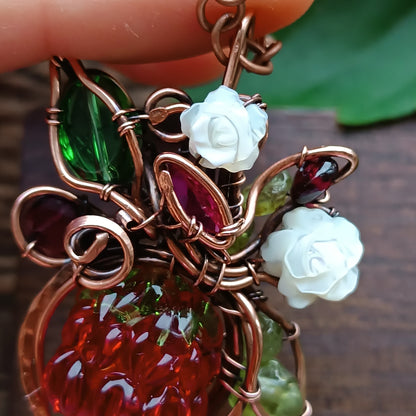Glass raspberry necklace