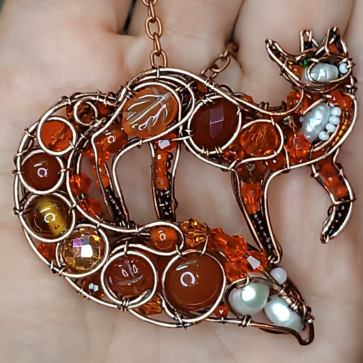 For Kim. Cute swoopy tail Fox pendant