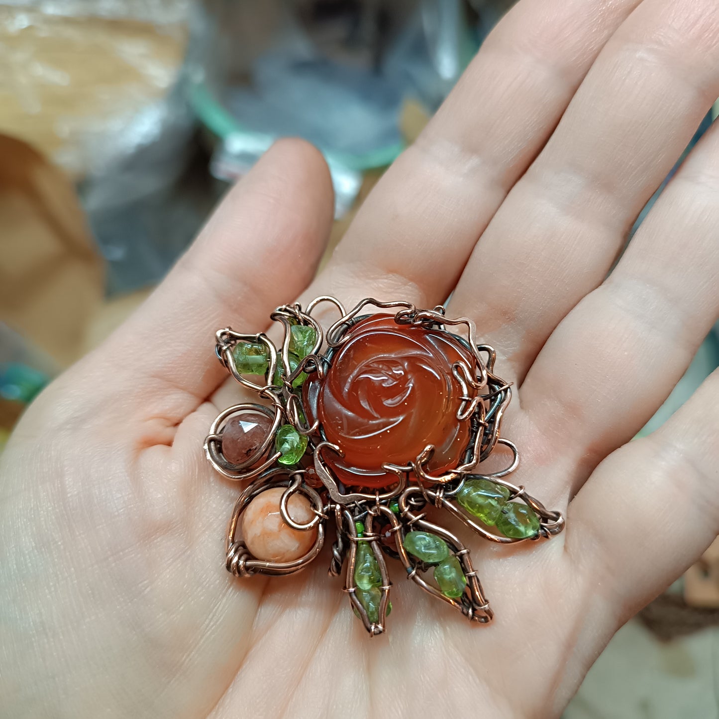 For Cheryl. Carnelian rose garden necklace