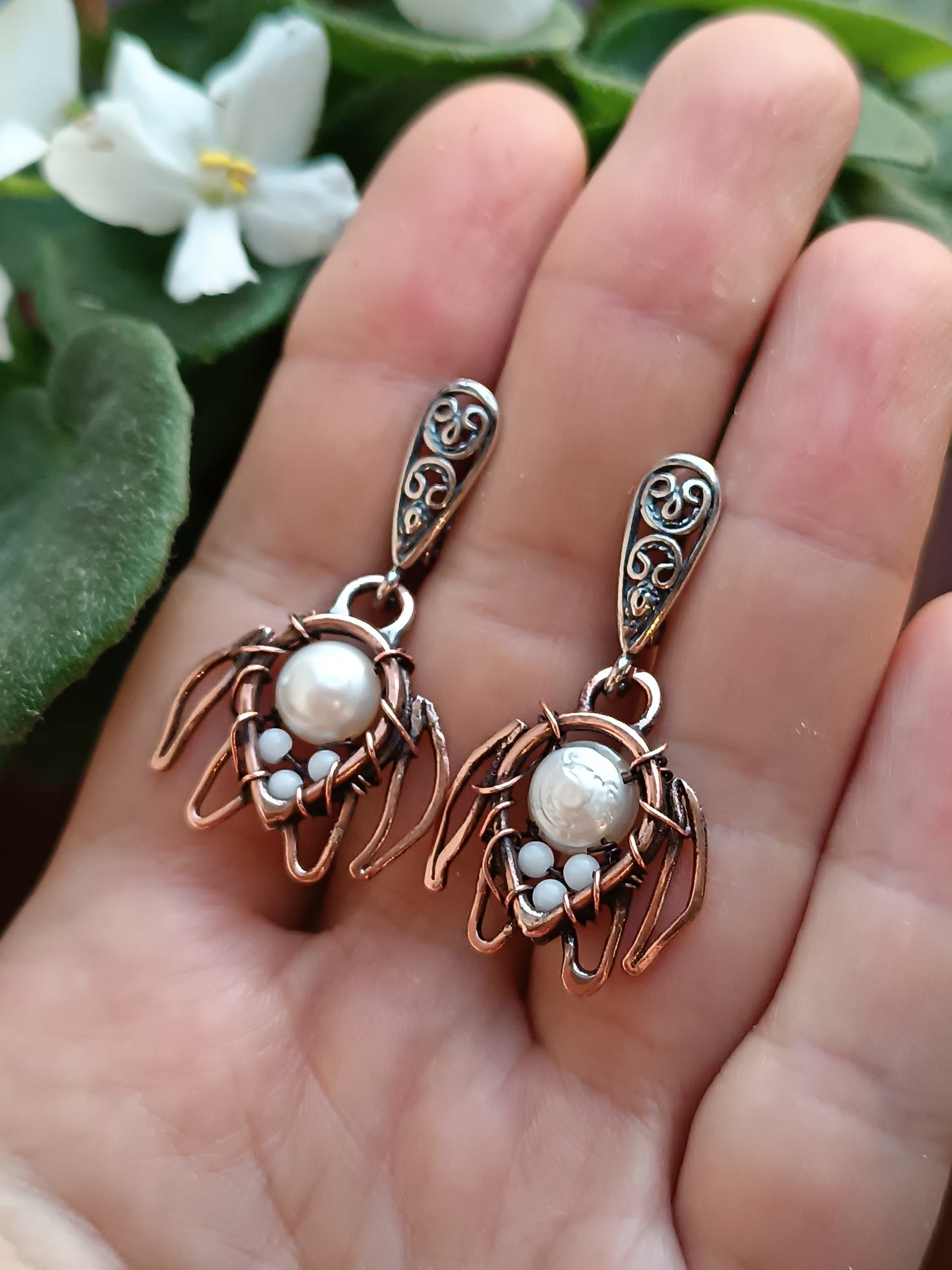 White sea turtle earrings