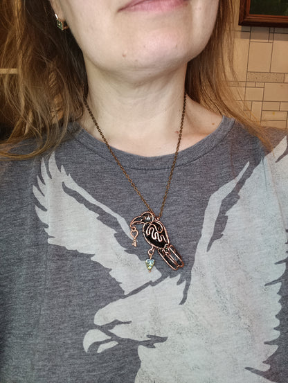 Little Secret keeper. Raven necklace