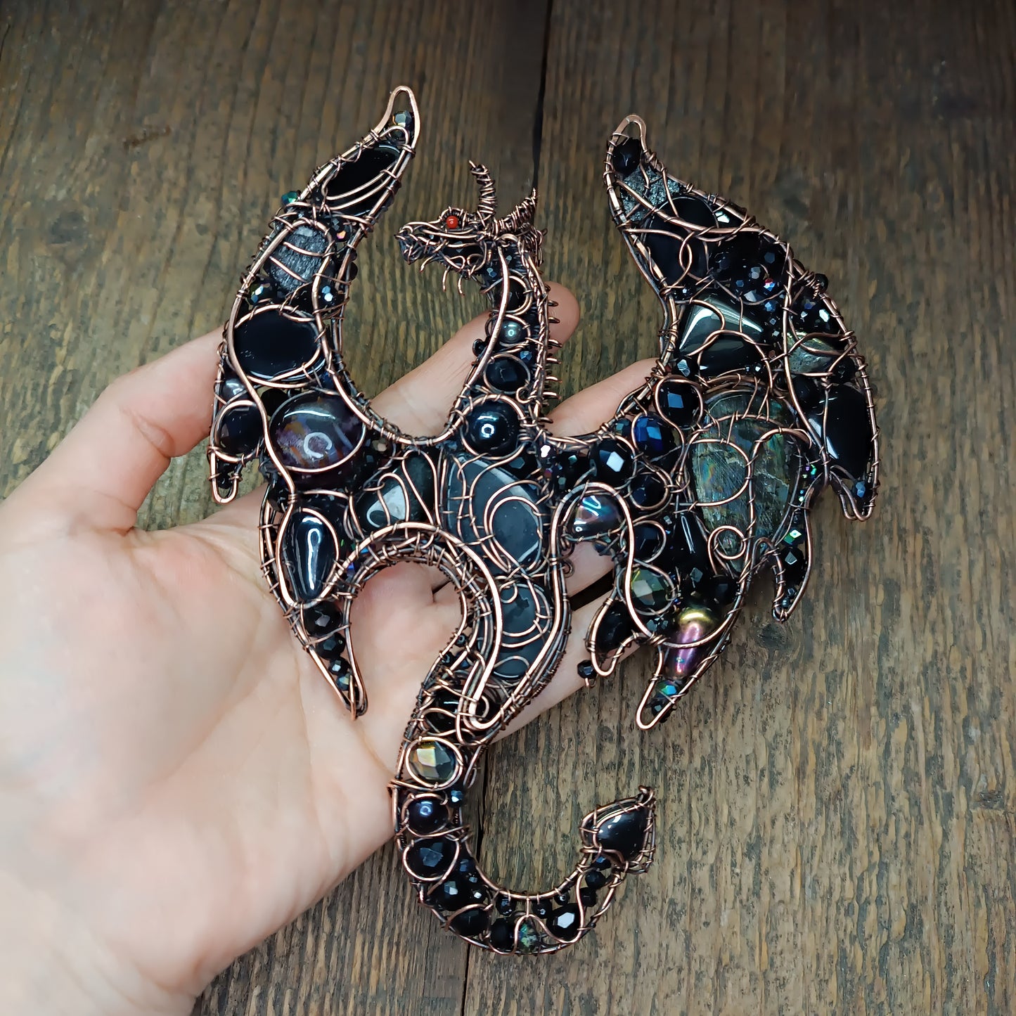 Large black dragon necklace