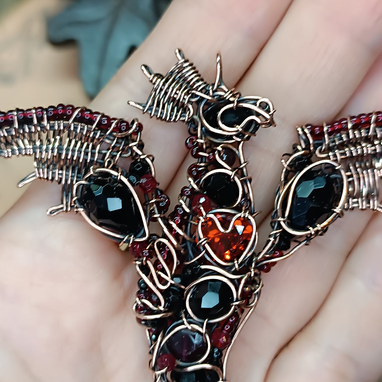 Red heart dragon pendant