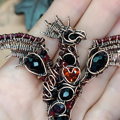 Red heart dragon pendant