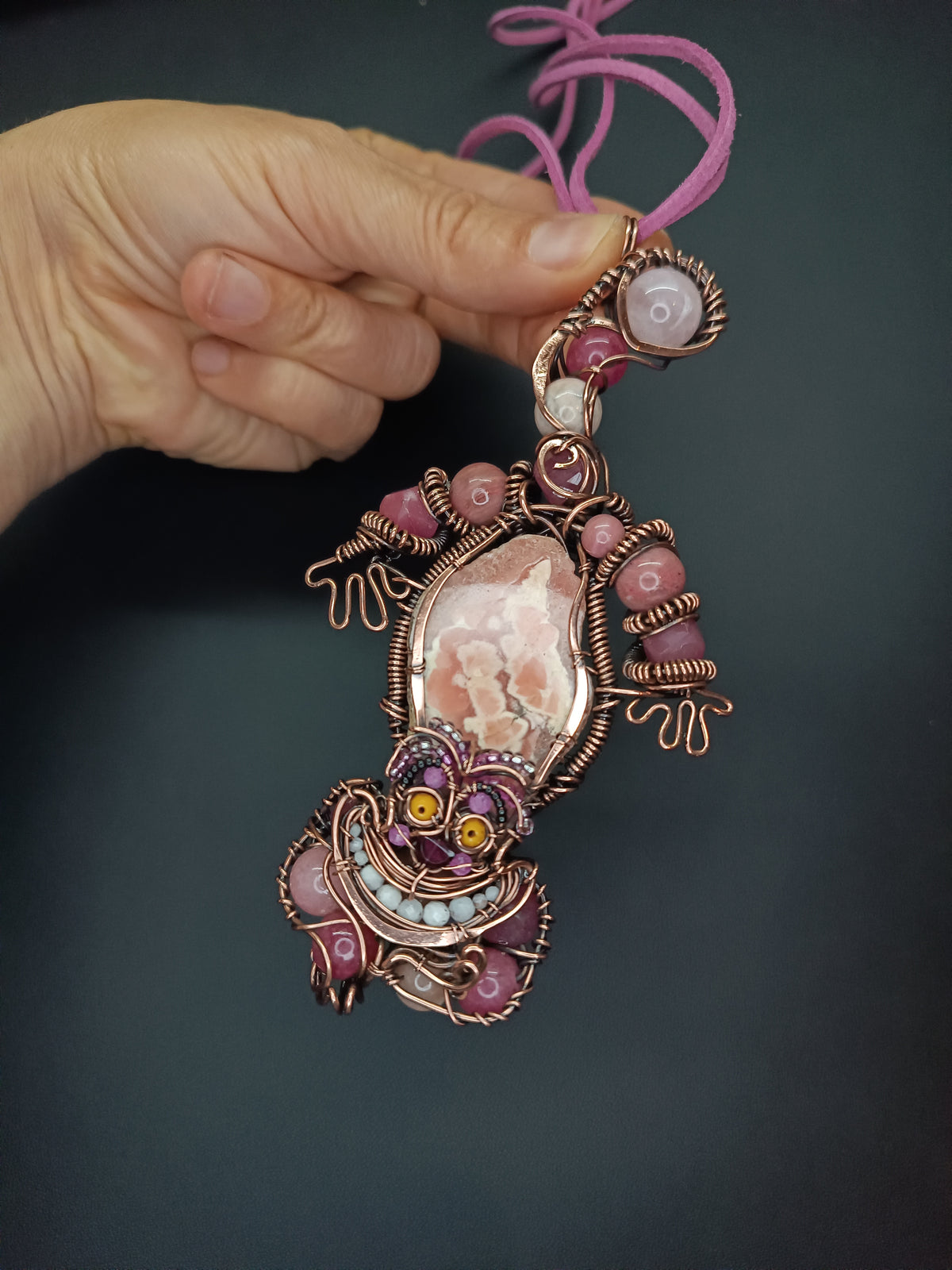 Pink smiling cat necklace🩷😻