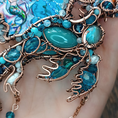 Water dragon. Wearable art necklace