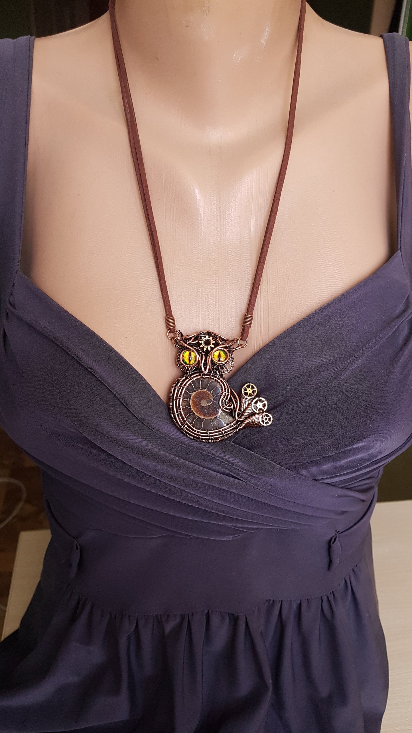 Chocolate owl necklace