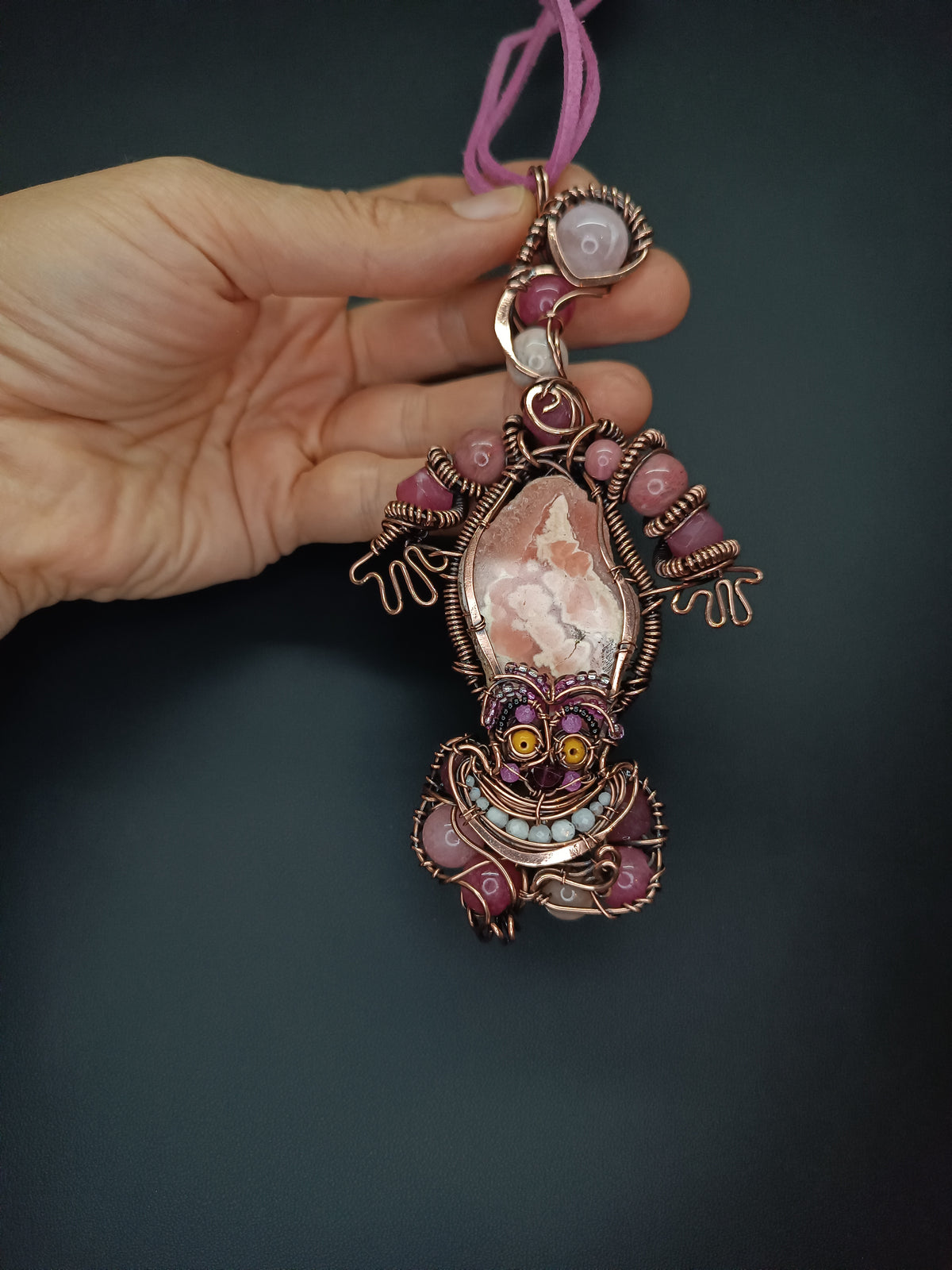 Pink smiling cat necklace🩷😻