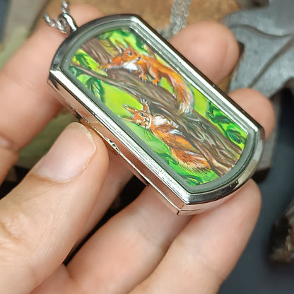 Wizard's helpers🌿 Painted pendant🦉🐿️