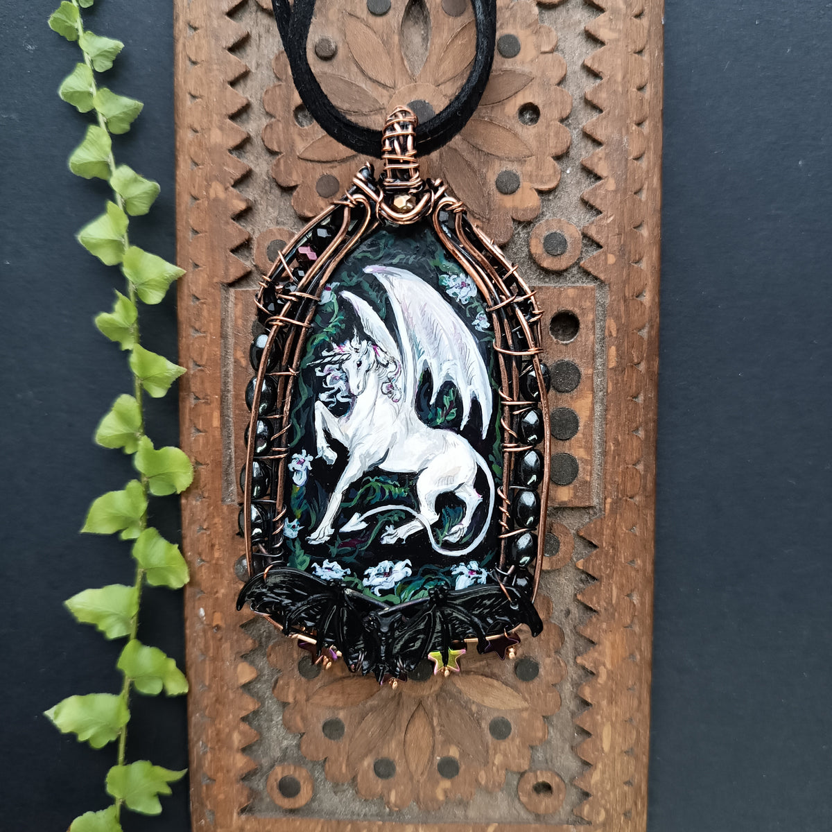 The ballad of White Unicorn and Bat🦄🦇 Two sided necklace