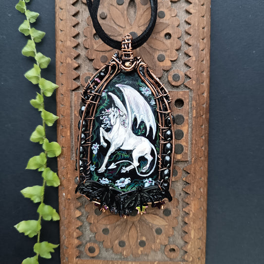 The ballad of White Unicorn and Bat🦄🦇 Two sided necklace