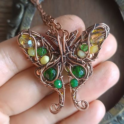 Luna moth necklace