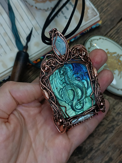 Blue dragon necklace