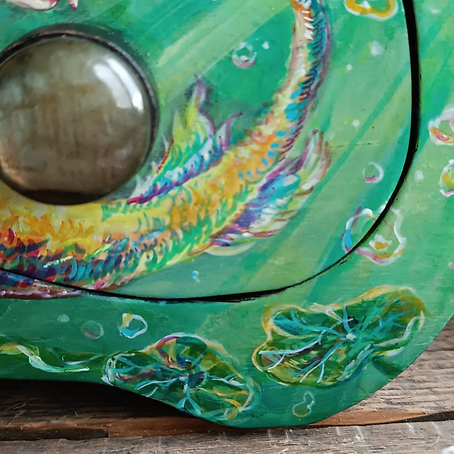 Collecting rainbow bubbles. Hand painted treasures box.
