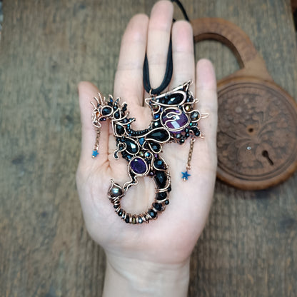 Amethyst midnight dragon necklace