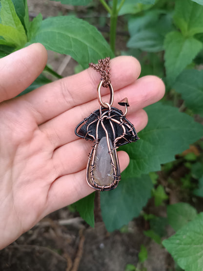 Mushroom fairy house pendant.