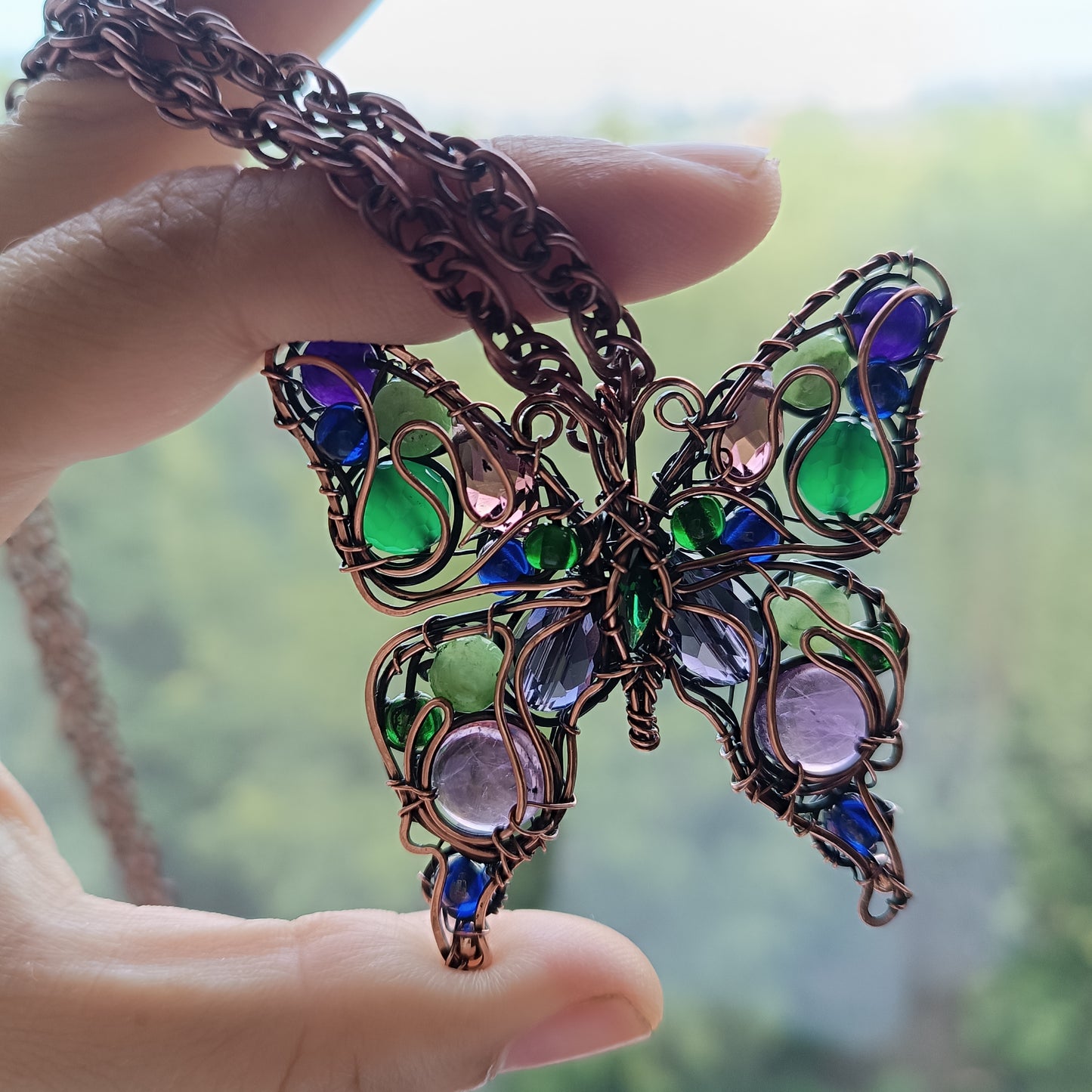 Wild grapes garden butterfly necklace 🍇🦋
