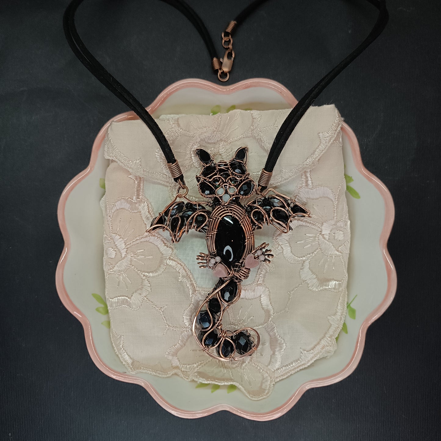 Kitty bat necklace
