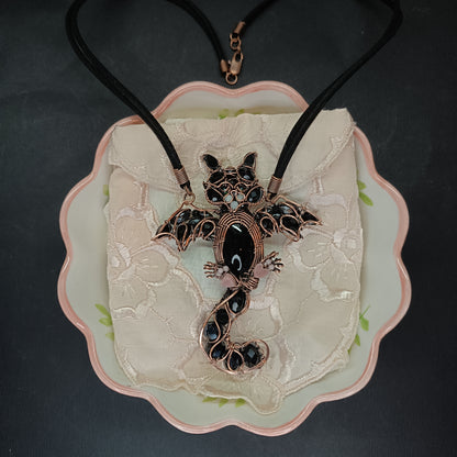 Kitty bat necklace