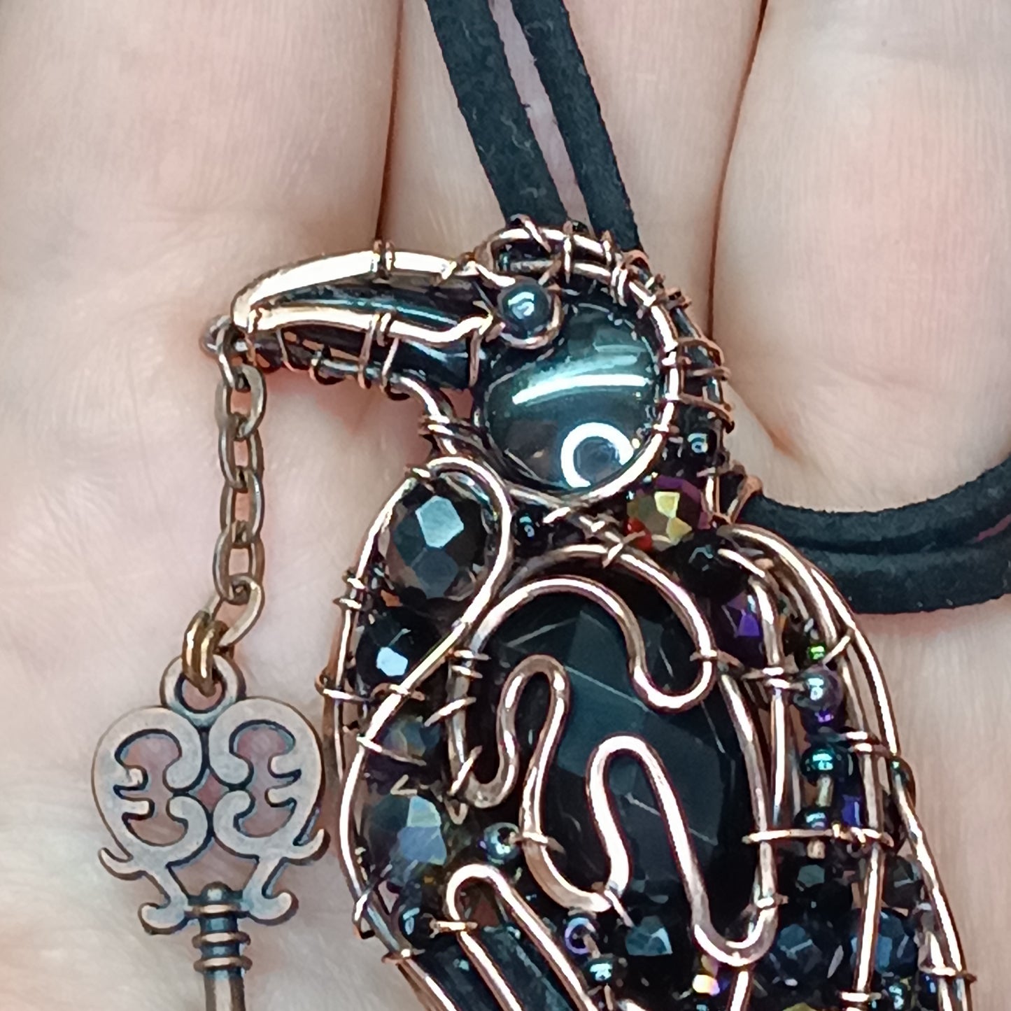 Secret keeper. Raven necklace.