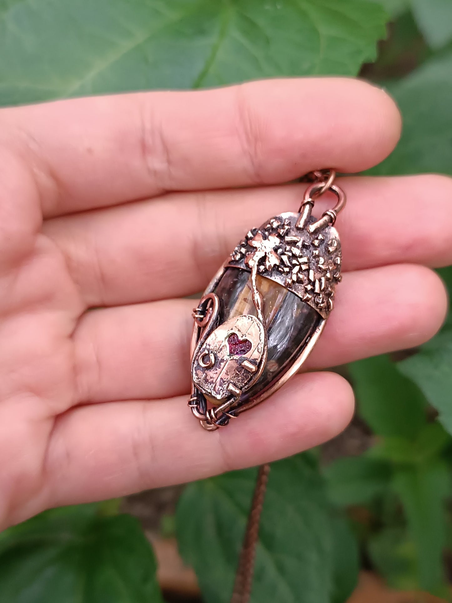 Acorn fairy house pendant.