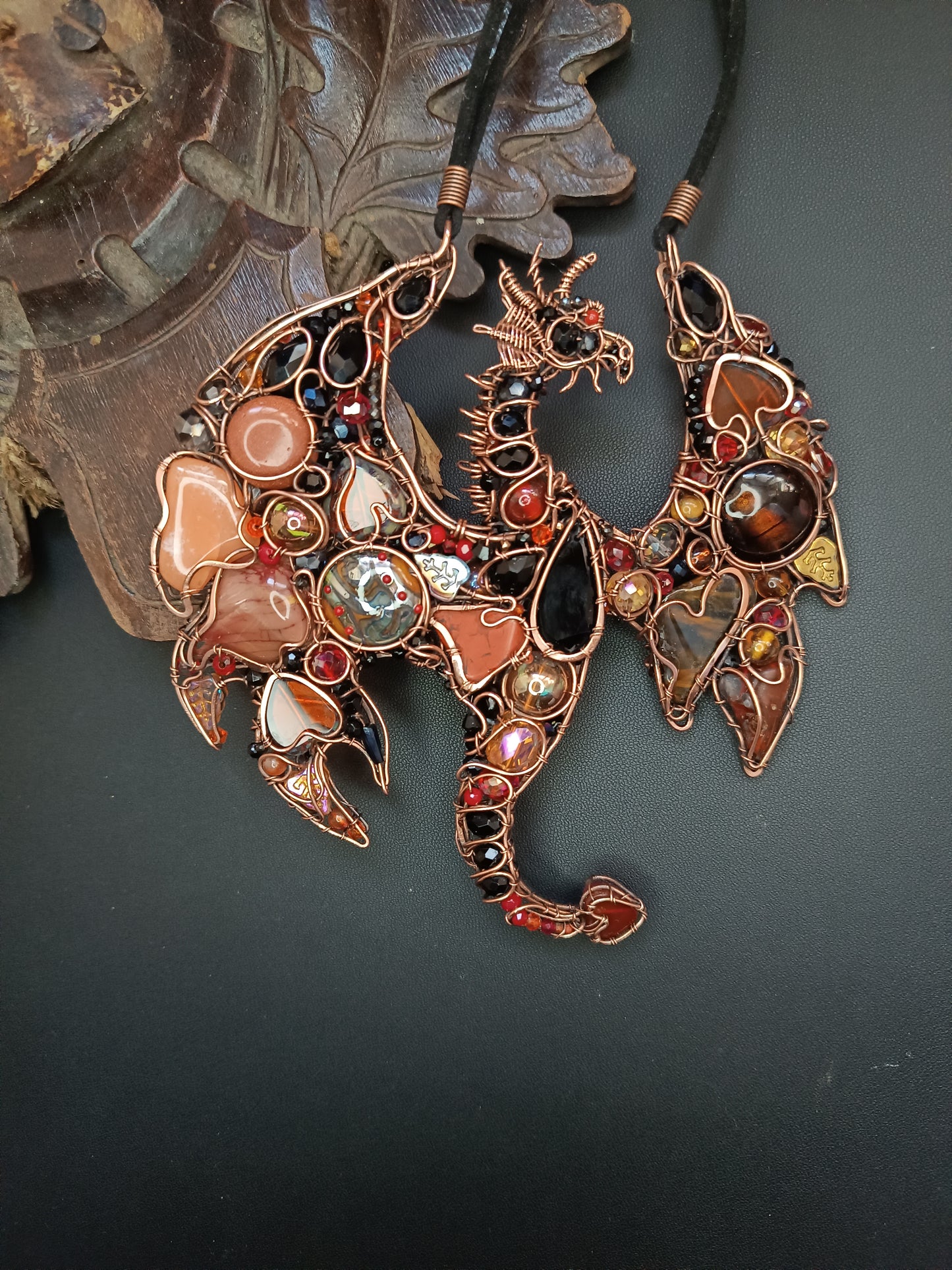 Fire dragon statement necklace
