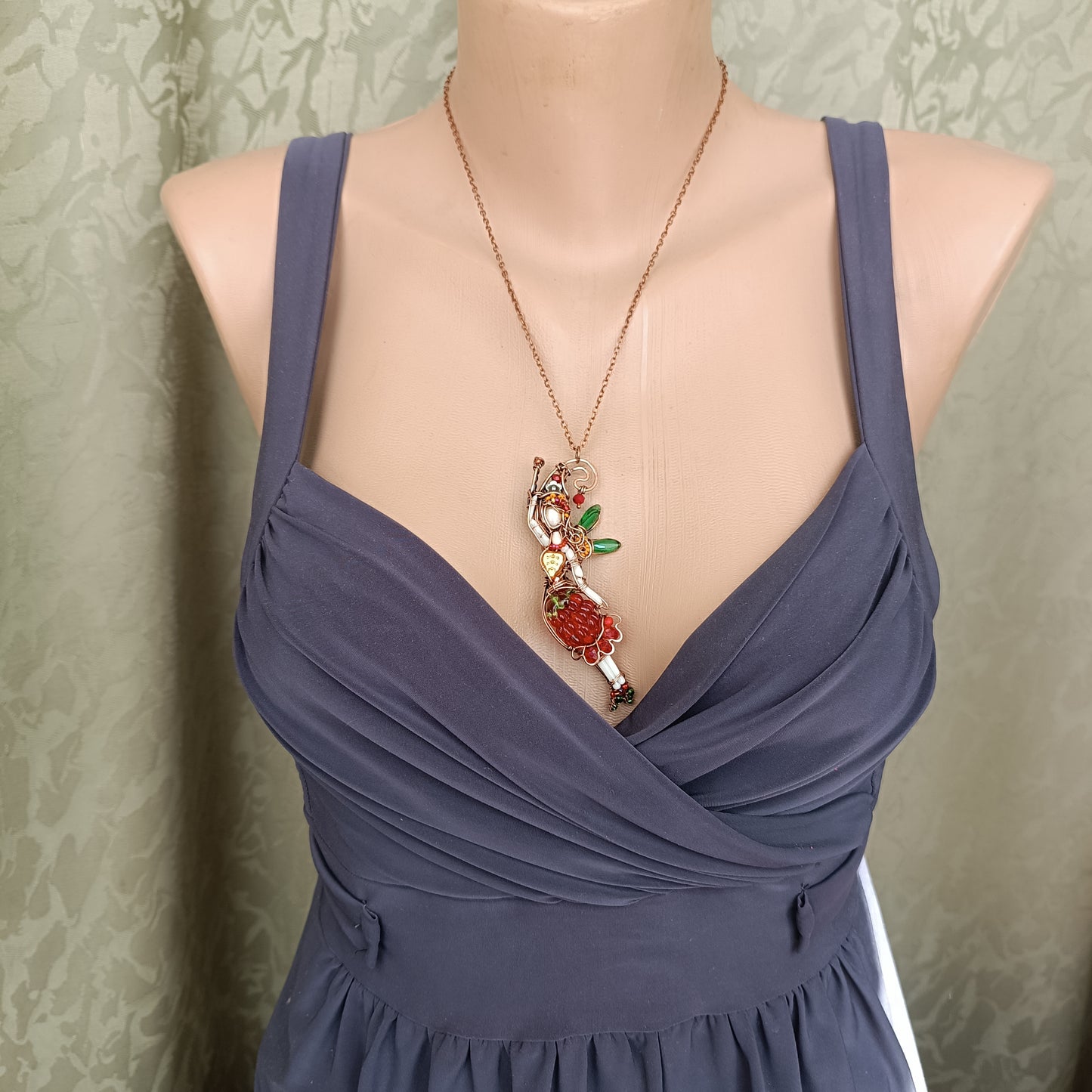 Sweet raspberry fairy pendant