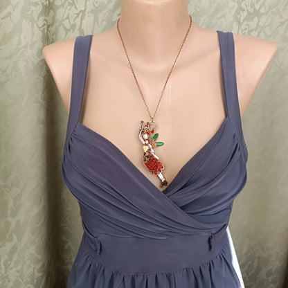 Sweet raspberry fairy pendant