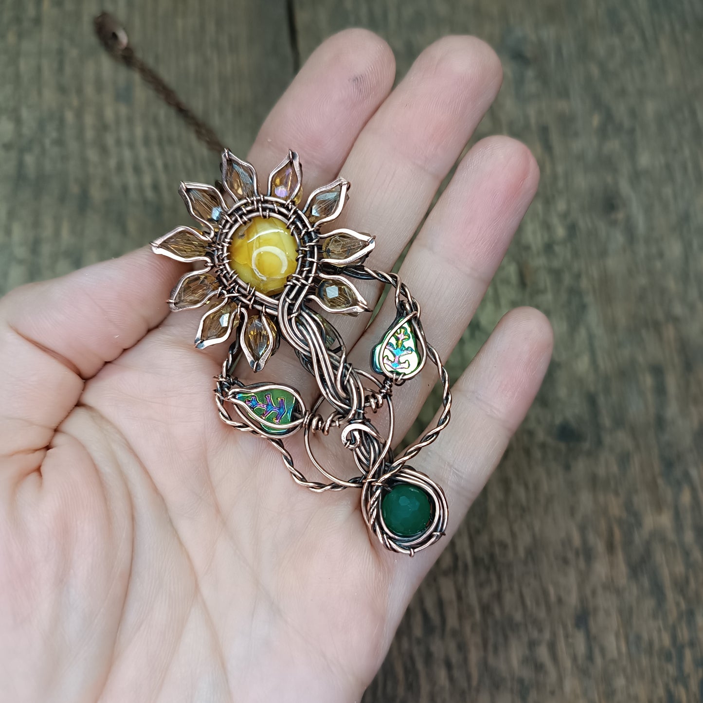 Sunflower necklace for Cheri