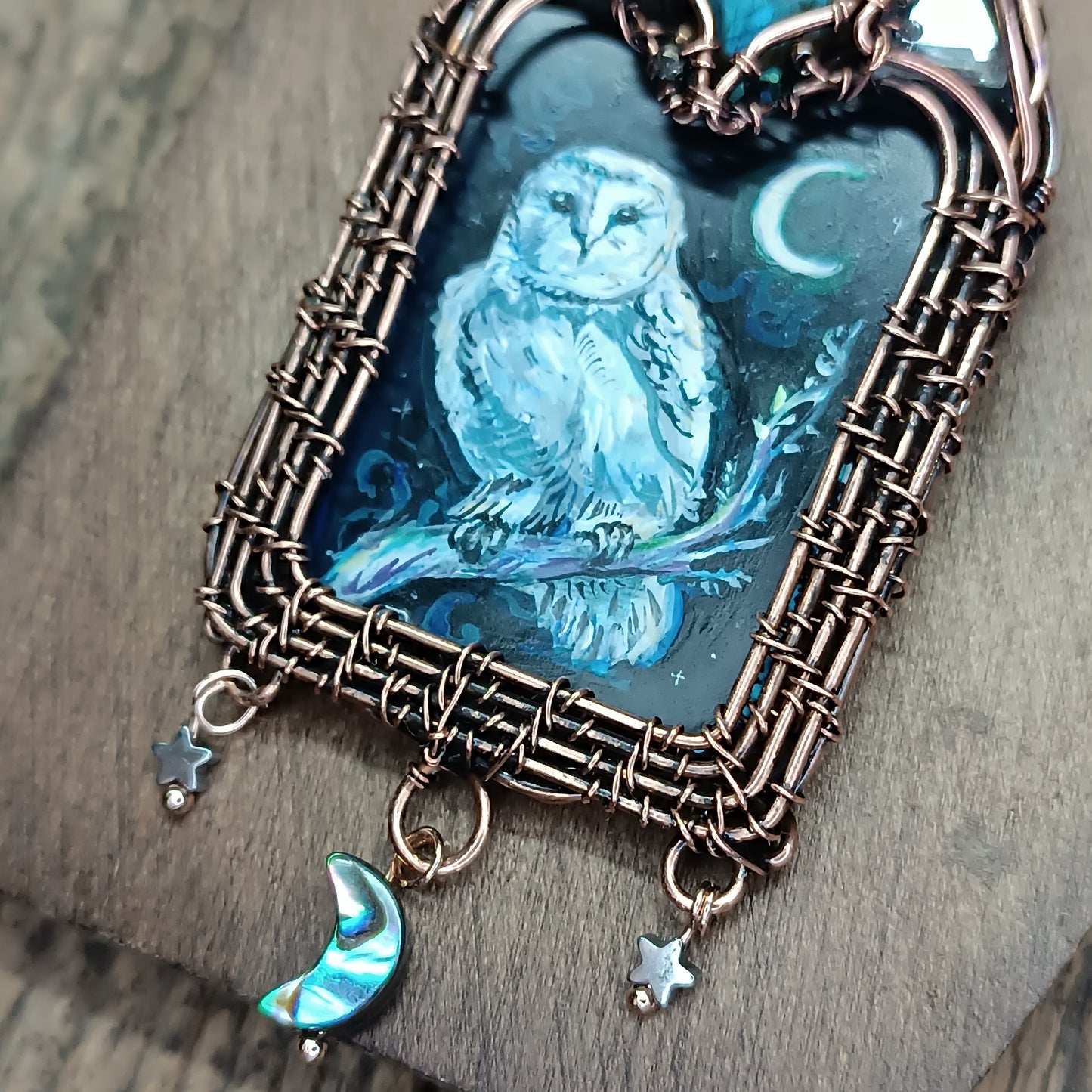 Moonlight ballade. Owl and Dragon necklace.