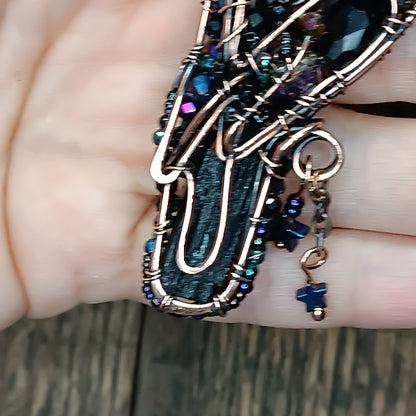 Stars keeper. Black raven necklace.