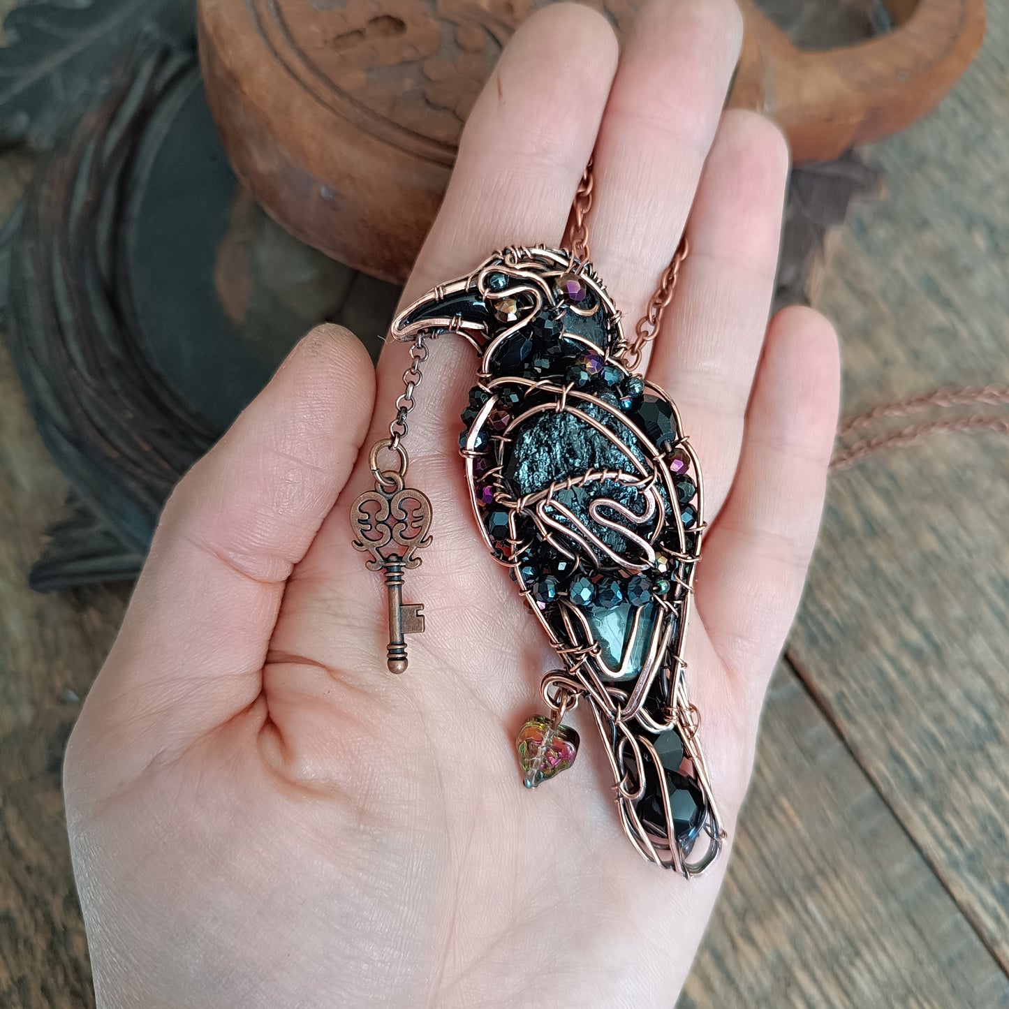 Secret keeper. Raven necklace