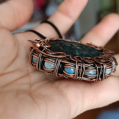 Regal lion. Blue labradorite necklace