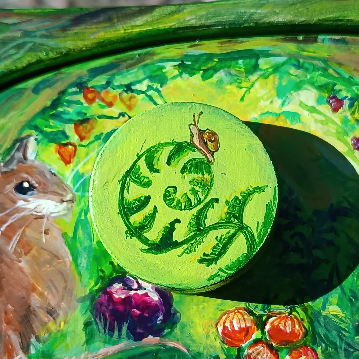 Garden mouse. Hand painted jewelry box.