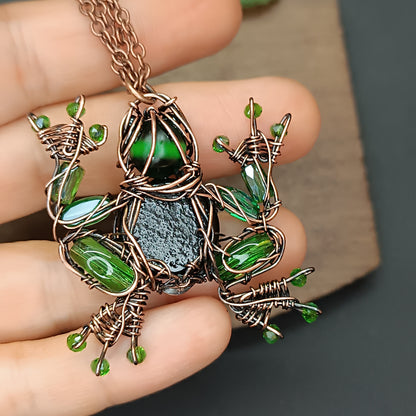 Green stripped glass froggy