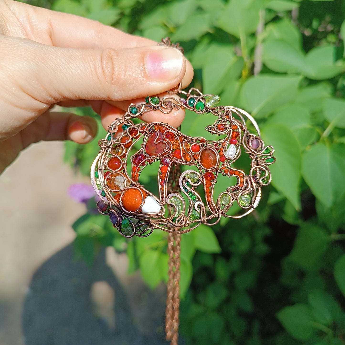 A day in the forest. Fairy tale fox necklace.