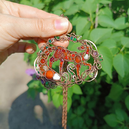 A day in the forest. Fairy tale fox necklace.
