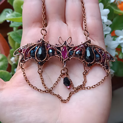 Dark lady. Bat necklace