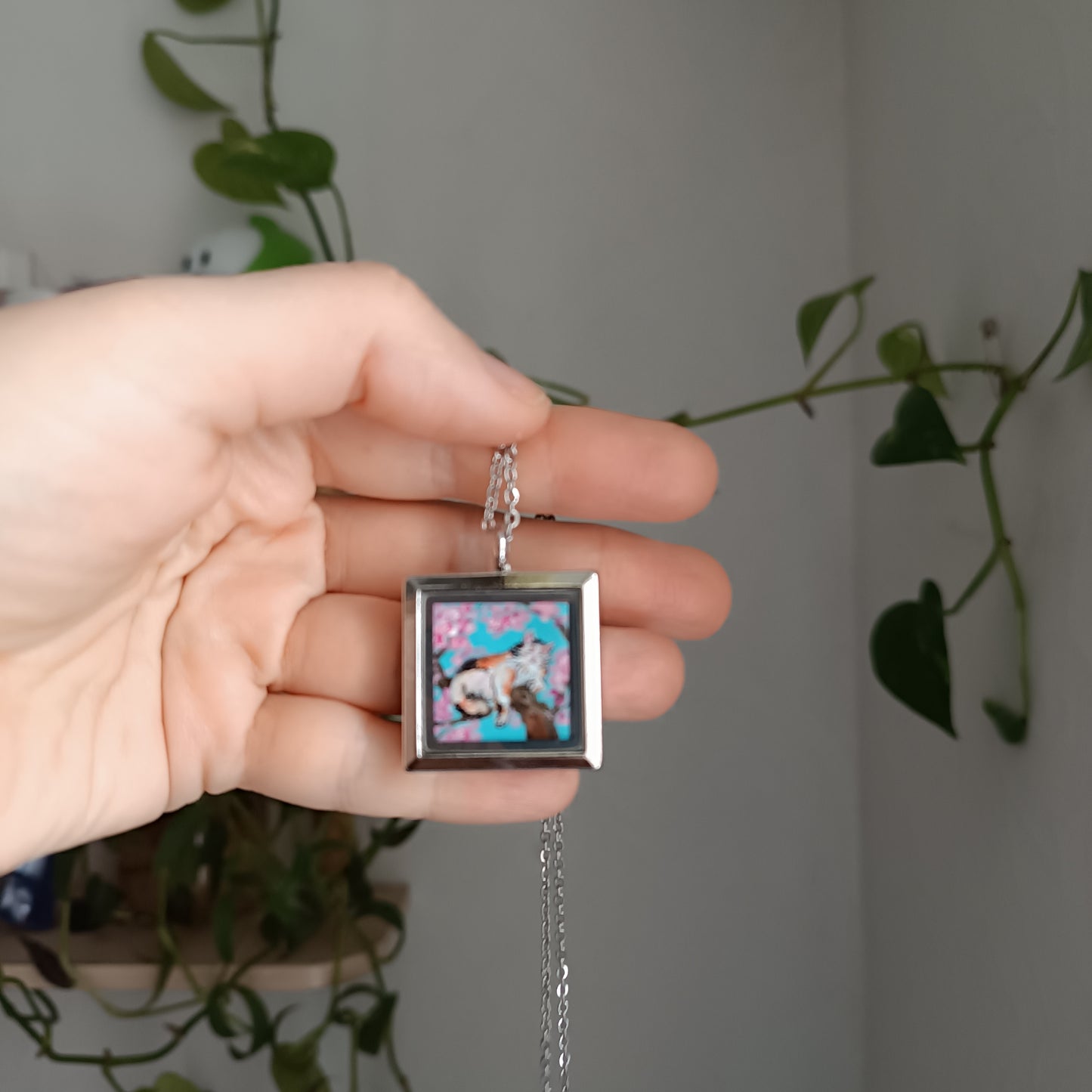 Sakura cats enjoying life🌸Hand painted pendant