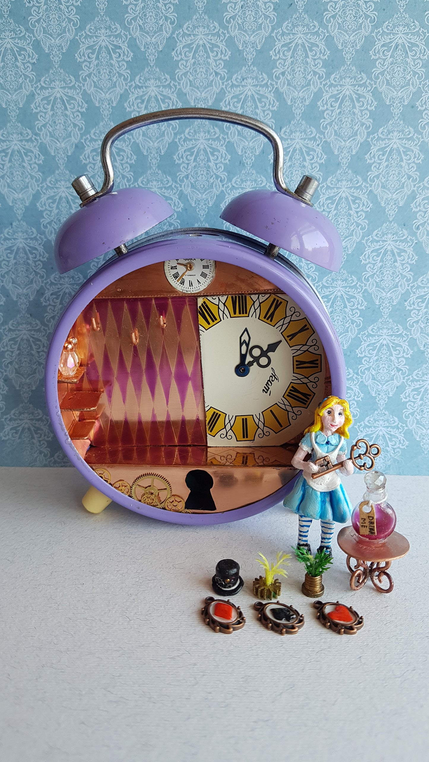 Night lamp clock miniature diorama.