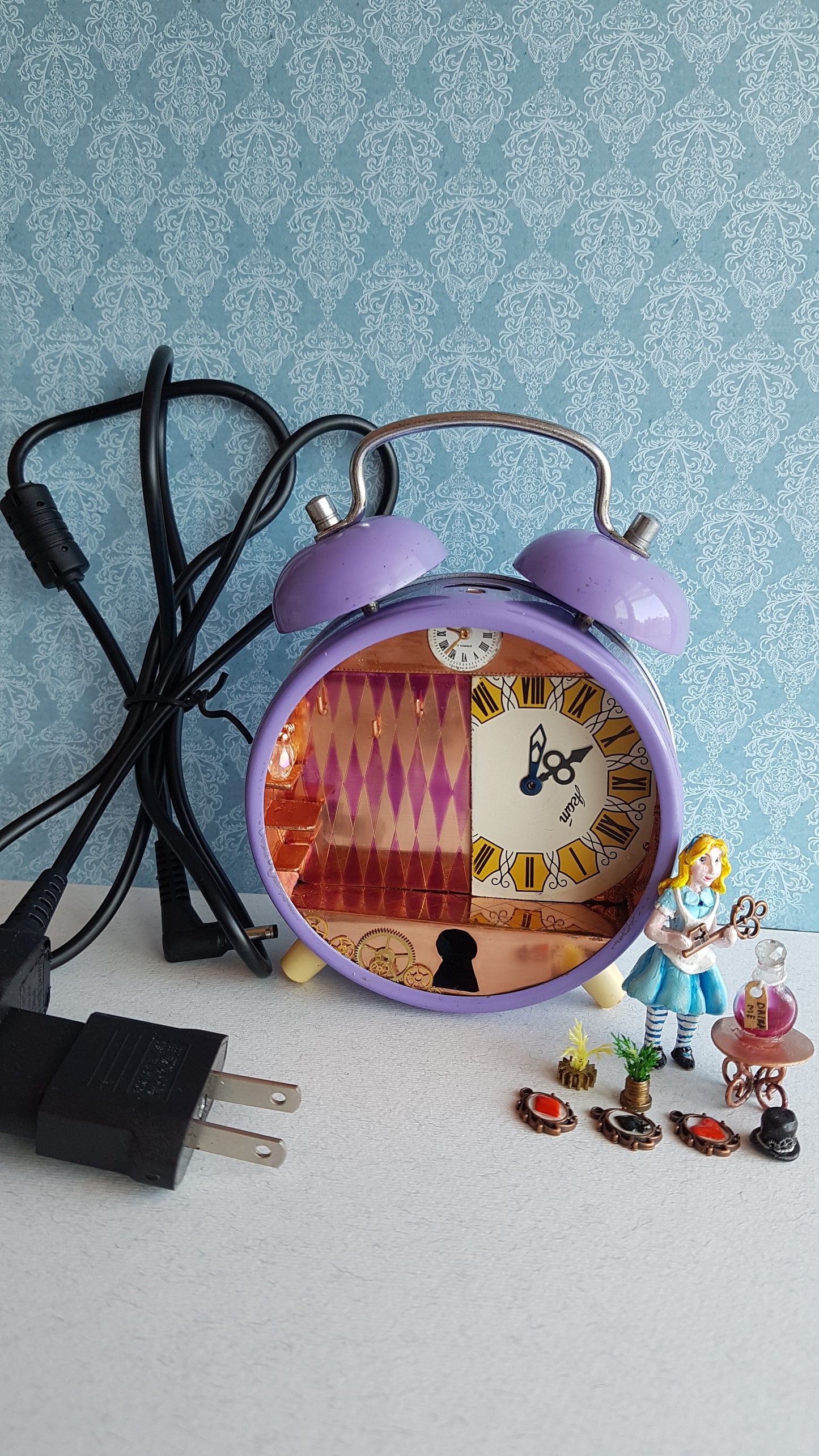 Night lamp clock miniature diorama.