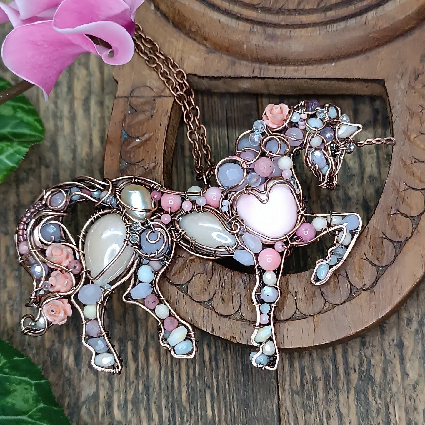 Pink unicorn pendant. Absolutely one of a kind!