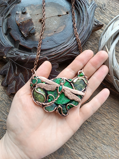Green dragonfly necklace for Josh
