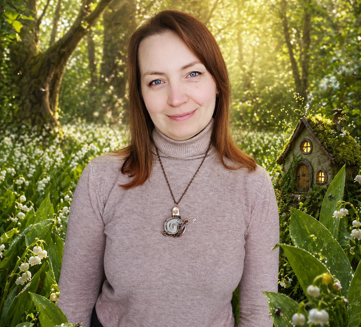 Snail and Fairy house necklace