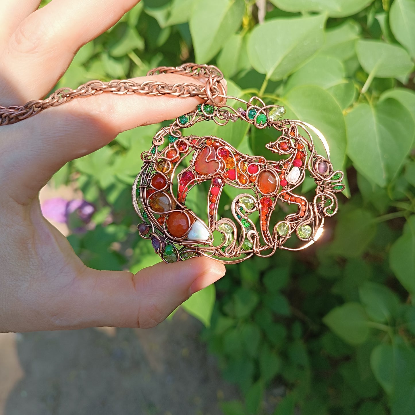 A day in the forest. Fairy tale fox necklace.