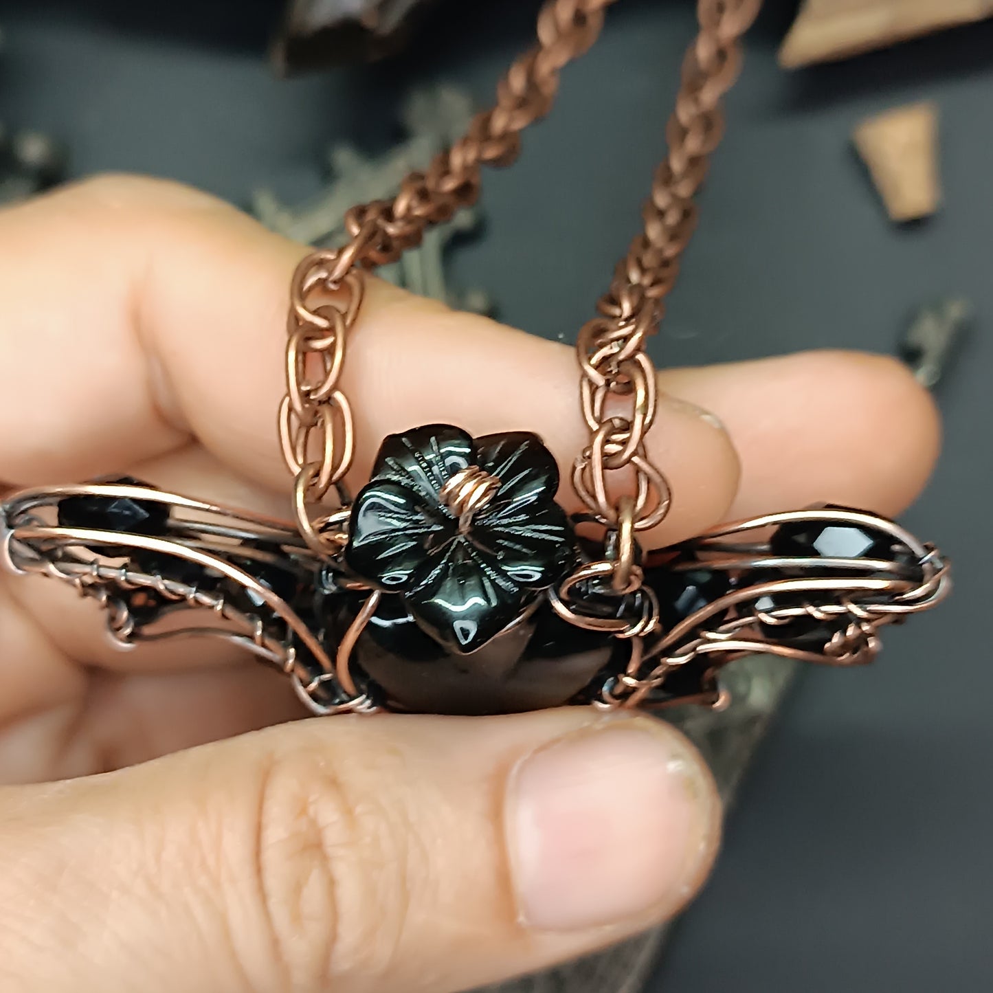 Bat vial necklace