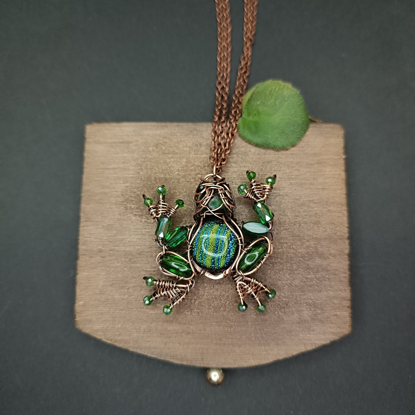Green stripped glass froggy