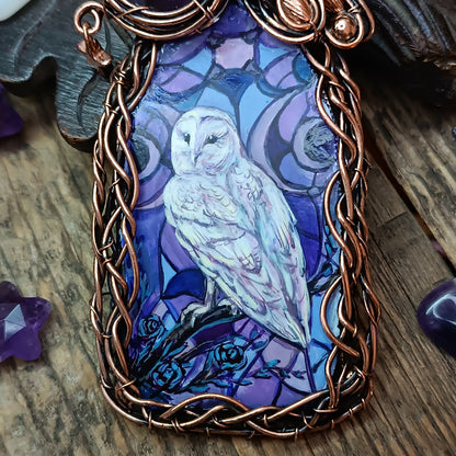 Stained glass windows owls necklace 🦉 Reversible.