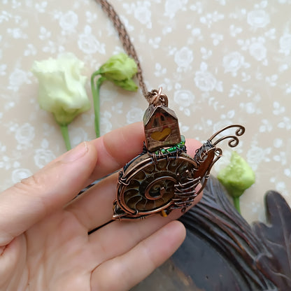 Snail and Fairy house necklace